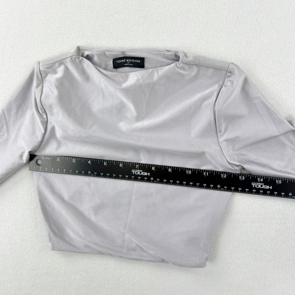 NAKED WARDROBE The‎ Sleek Crop Top Shiny Lavender Size XS Womens - Picture 5 of 8